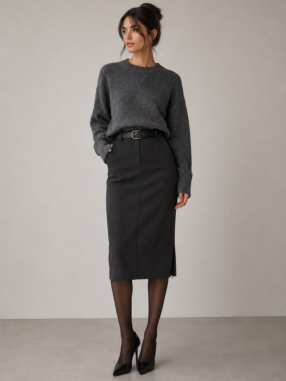 1. State Women's Charcoal Gray Crewneck Sweater